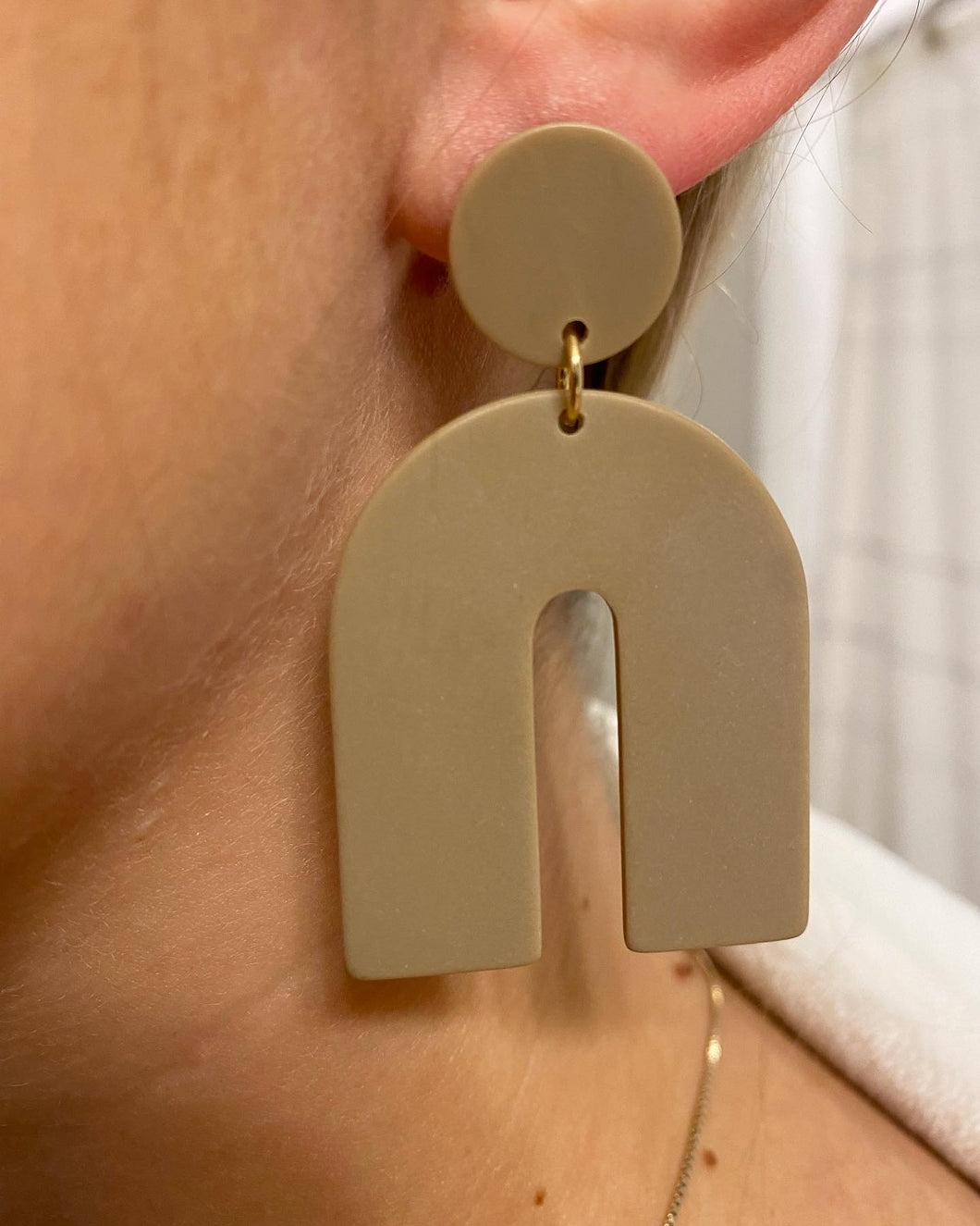 Matte Color Coated Arch Drop Earrings