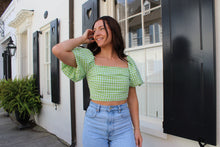 Load image into Gallery viewer, Green Gingham Puff Sleeve Top
