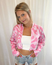 Load image into Gallery viewer, Daisy Swirl Print Sweater Cropped Hoodie
