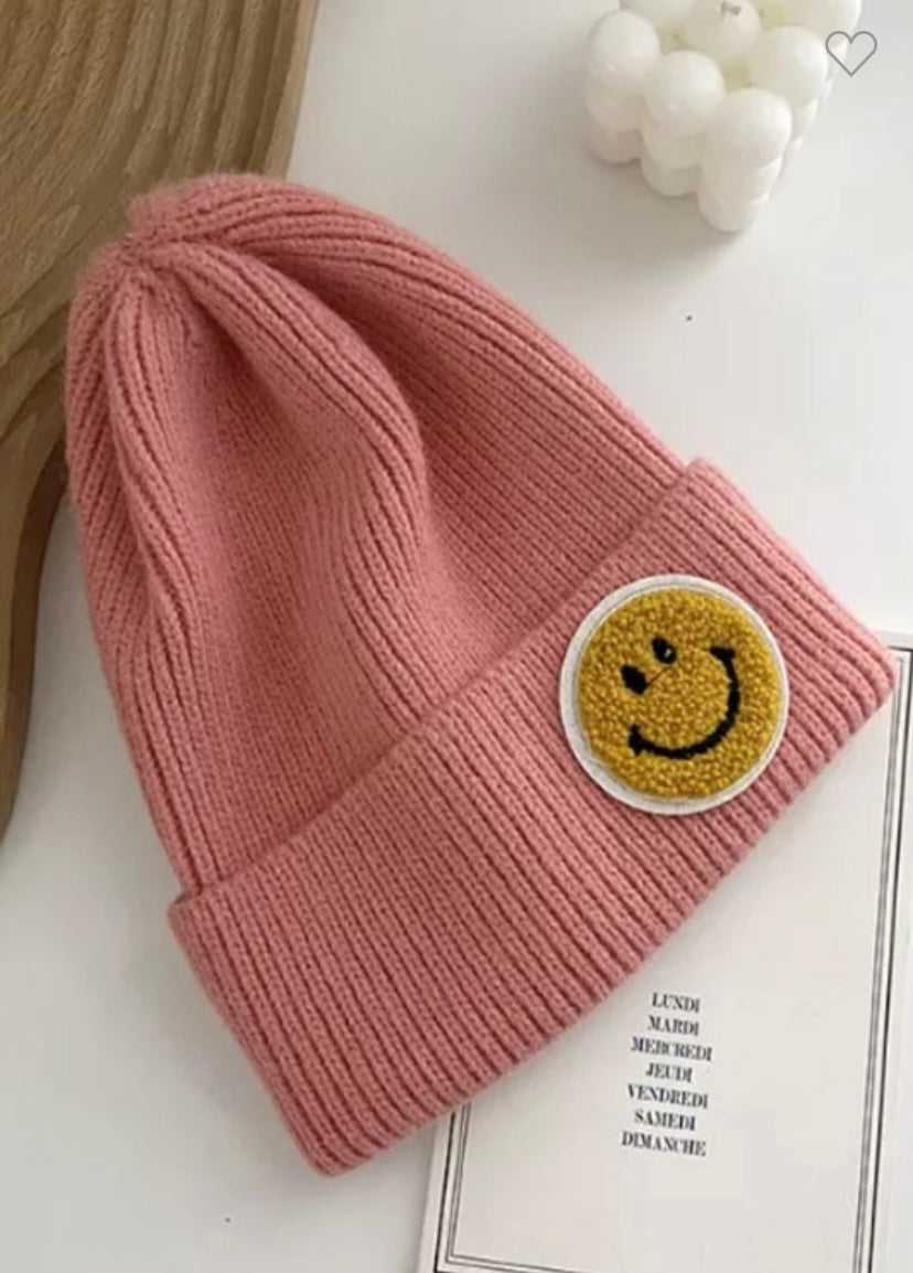 Soft Knit Smile Patch Beanie